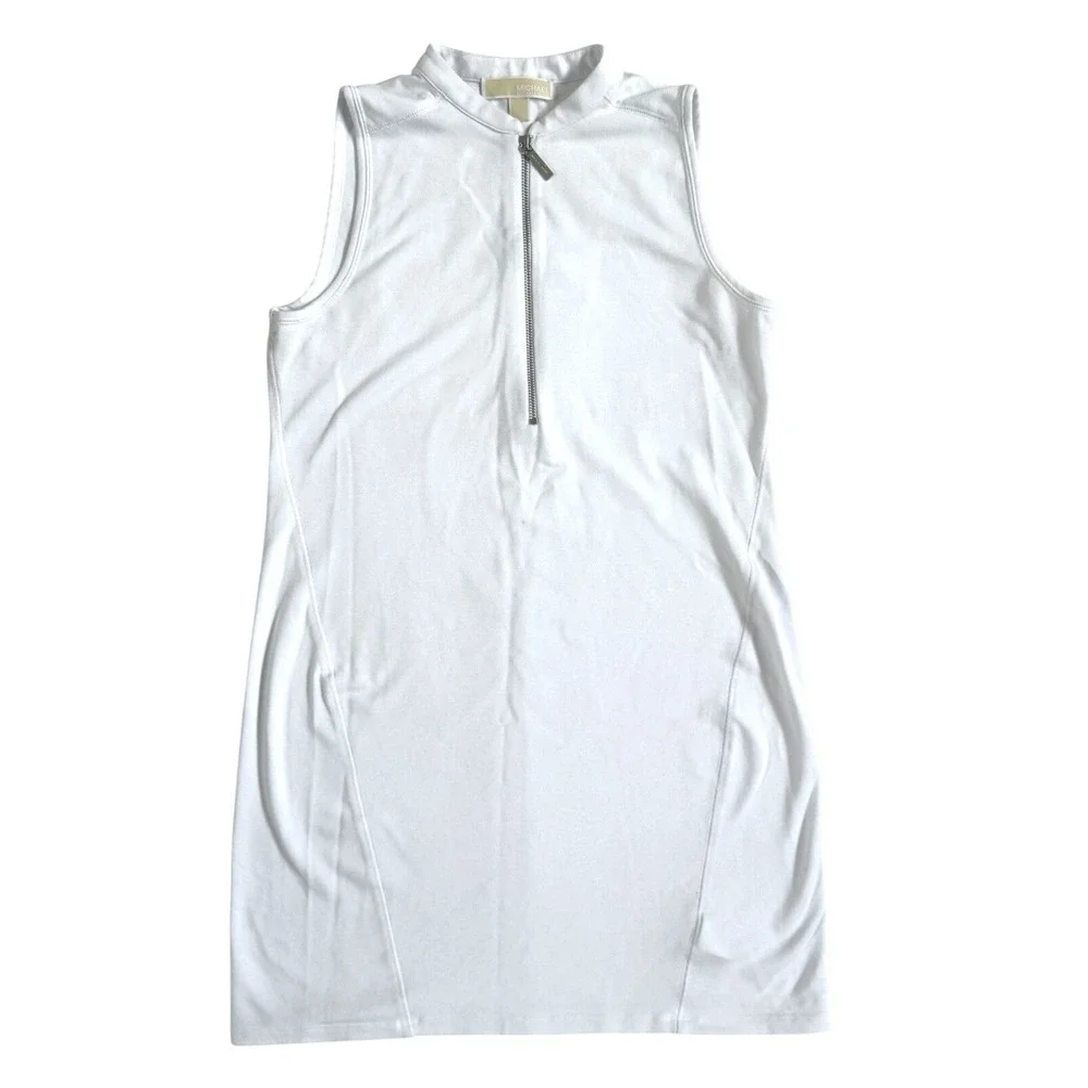 Michael Kors‎ Medium White 3/4 Zip Sleeveless Athletic Dress White